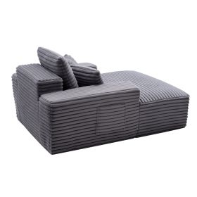 Chaise Lounge Chair, 48 in Boneless Chaise Lounge Indoor, Modern Upholstered Oversized Reading Chair with Throw Pillows & Armrests