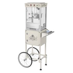 Popcorn Machine with Cart, 8oz Stainless Steel Kettle, 800W Commercial Popcorn Maker, 48 Cups per Batch Theater Style Popper