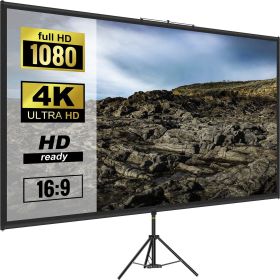 Tripod Projector Screen with Stand 80 inch 16:9 4K HD Projection Screen Stand Wrinkle-Free Height Adjustable Portable Screen for Projector Indoor