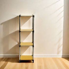 Korean Yellow 4-Tier Heavy Duty Stainless steel Storage Shelving Unit, 100lbs/shelf (49"H x 14.9"W x 13.7"D) for Indoor/Outdoor Organization
