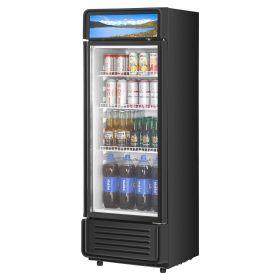 Commercial Merchandiser Refrigerator, 6.9 CU.FT Glass Door Display Refrigerator, Beverage Refrigerator Cooler Merchandiser with Adjustable Shelve