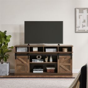 TV Stand Sliding Barn Door Modern&Farmhouse Wood Entertainment Center, Storage Cabinet Table Living Room with Adjustable Shelves for TVs Up to 65