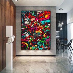 Painting Graffiti Art Canvas Original Hand Painted Oil Painting Graffiti Wall Art Canvas Urban Wall Art Framed Over The Bed Wall Decor (Style: 01, size: 100x150cm)