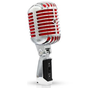 5 Core Professional Vintage Microphone for Singing Dynamic Super Cardiod XLR Old Retro Vocal Mic Stage Unidirectional Classic Studio Microfono Re (SKU: RTRO MIC CH RED)